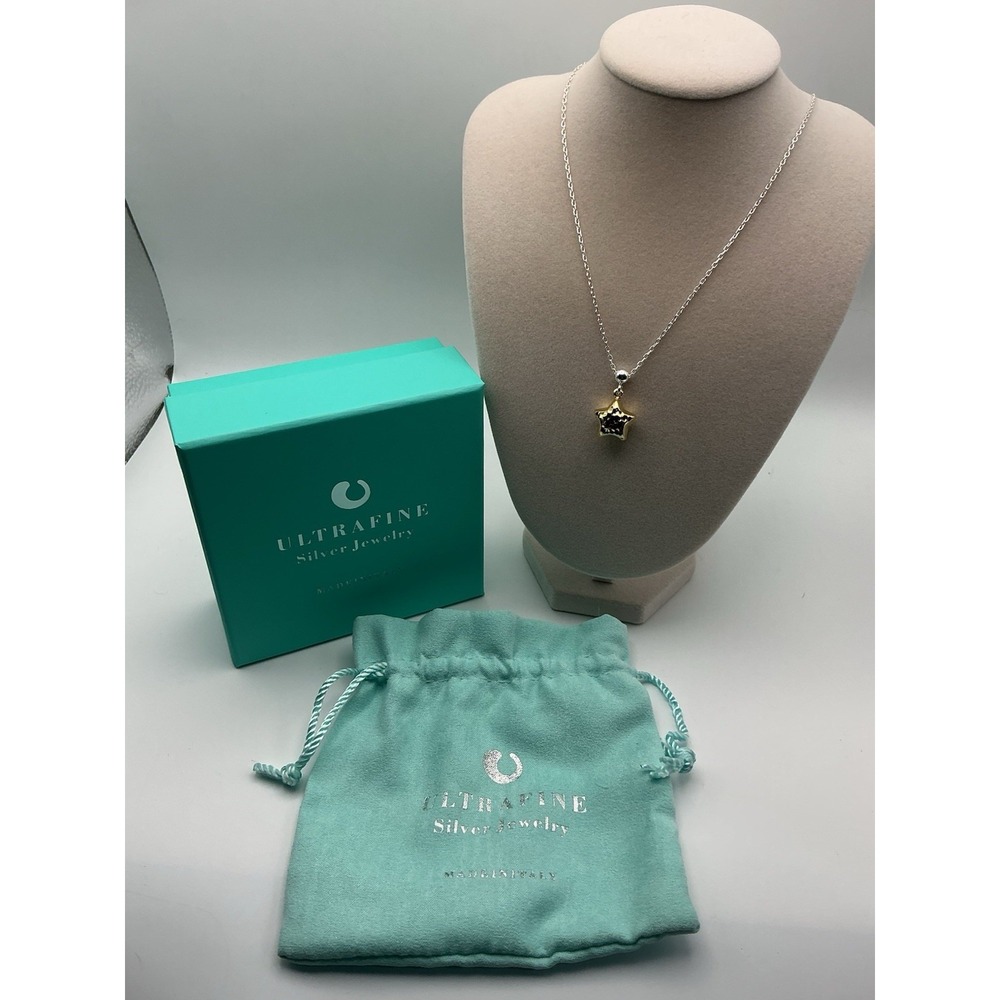 UltraFine 950 Silver Reversible Star Necklace 18in QVC J452148 Two-Tone Italy